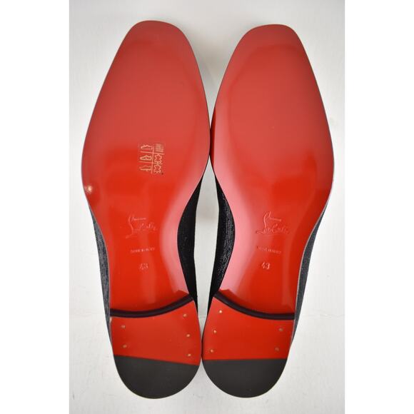 Christian Louboutin Mens Dandelion Flat Black Shantung Diams Dress Loafer 43 10 main image 14